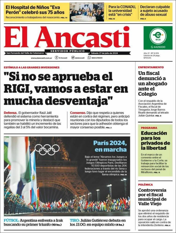 Portada de El Ancasti (Argentina)
