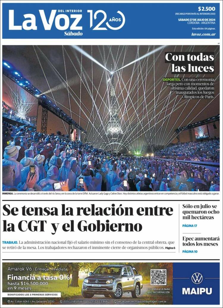 Portada de La Voz del Interior (Argentina)