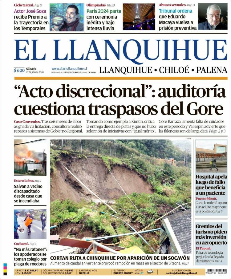 Portada de El Llanquihue (Chile)