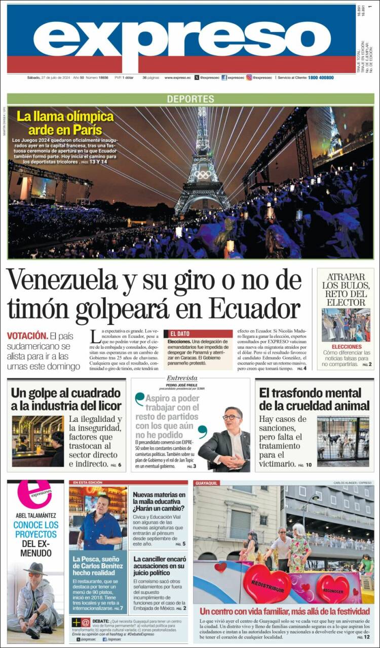 Portada de Expreso (Ecuador)