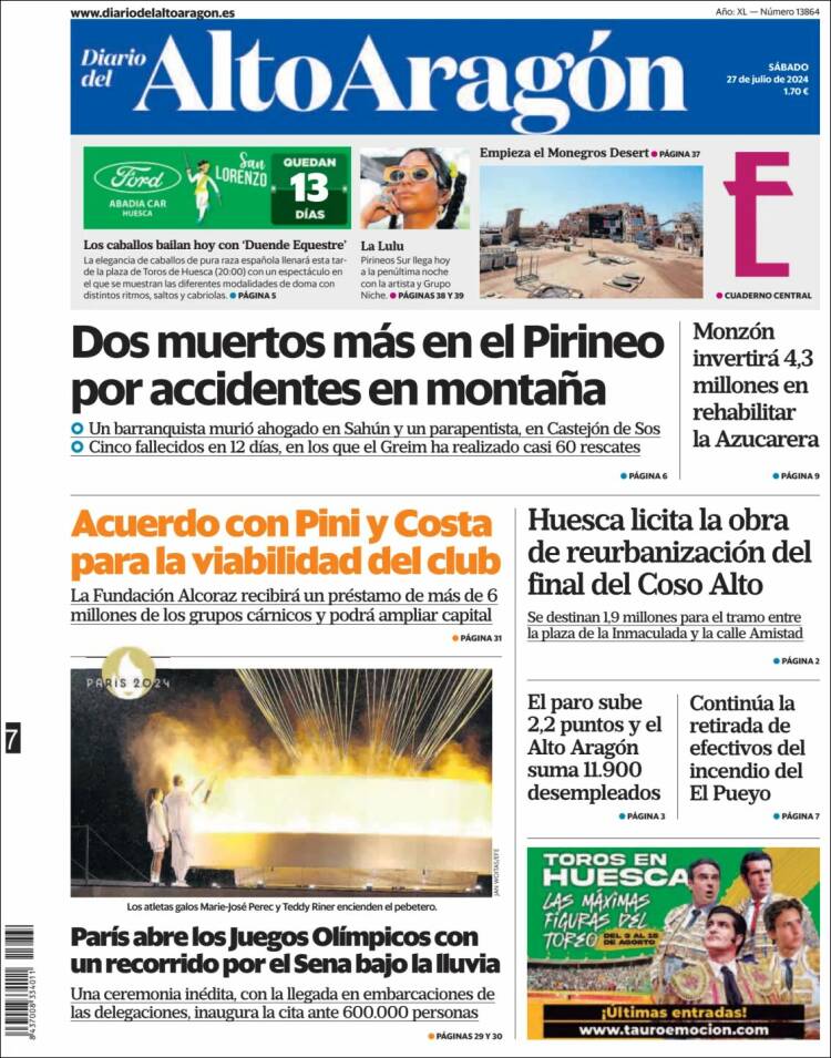 Portada de Diario del AltoAragón (España)