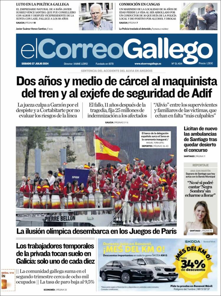 Portada de El Correo Gallego (España)