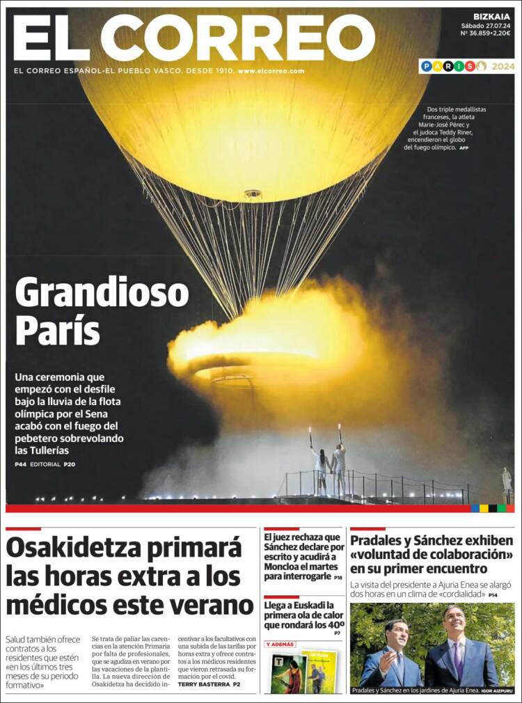 Portada de El Correo (España)