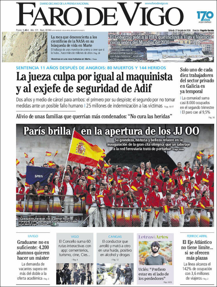 Portada de Faro de Vigo (España)