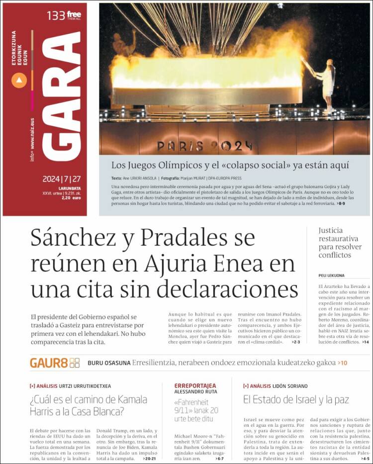 Portada de Gara (España)