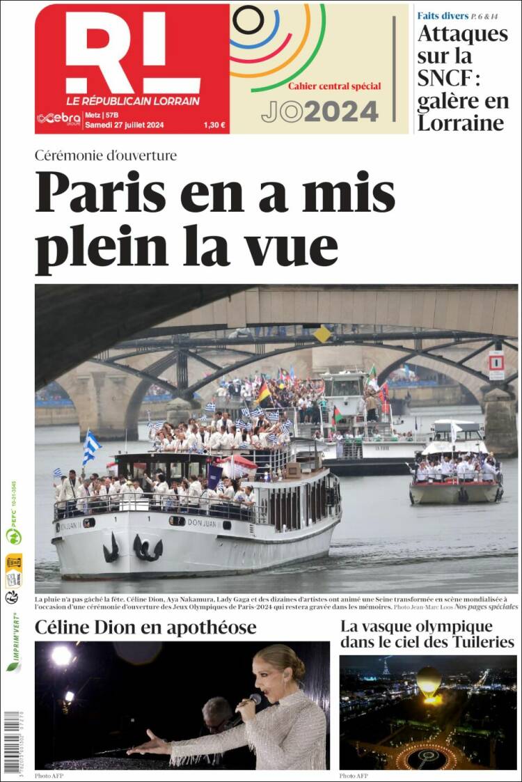 Portada de Le Republicain Lorrain (Francia)