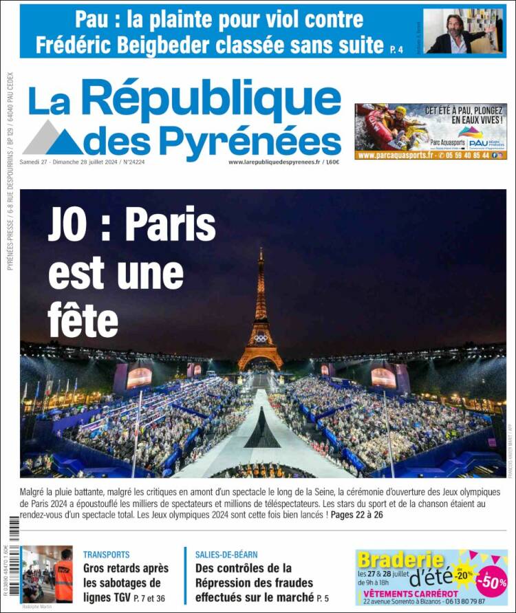 Portada de La République des Pyrénées (Francia)