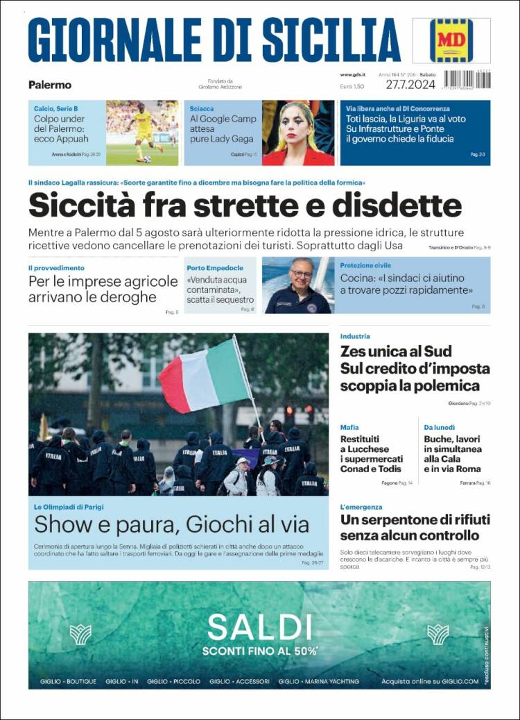 Portada de Giornale di Sicilia (Italia)