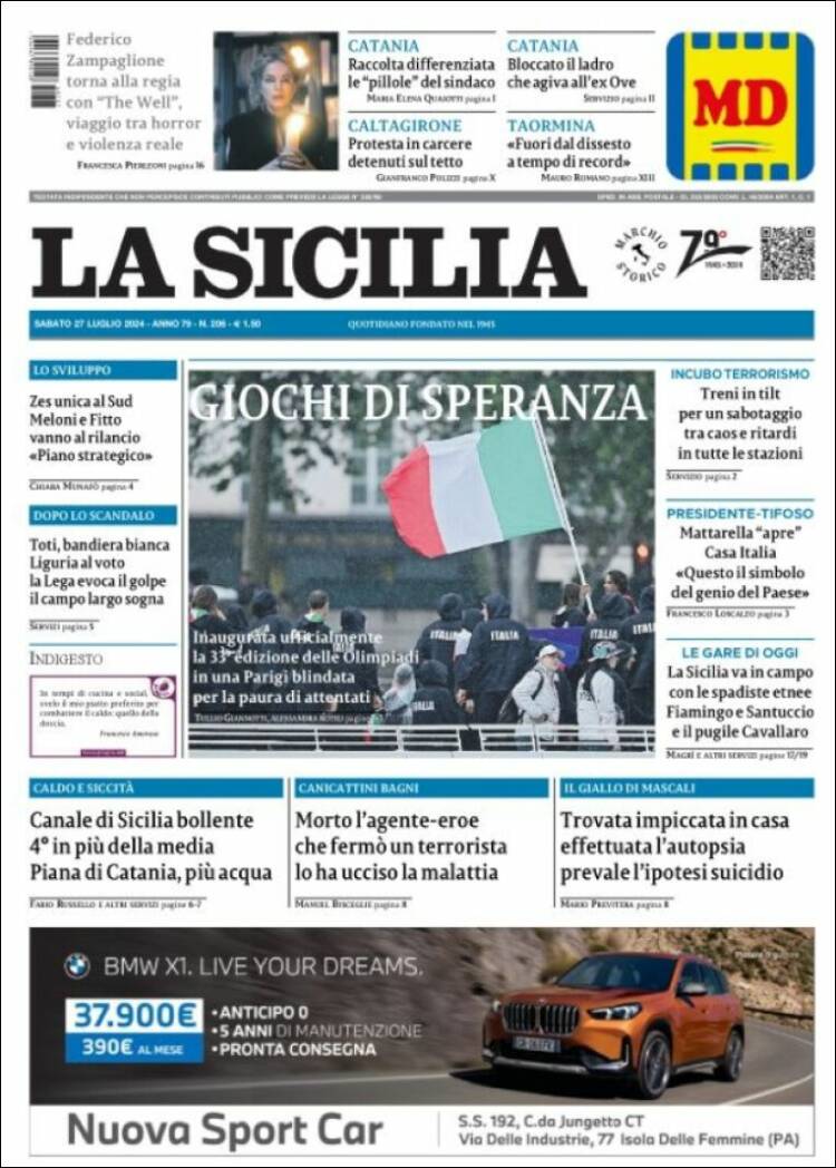 Portada de La Sicilia (Italia)