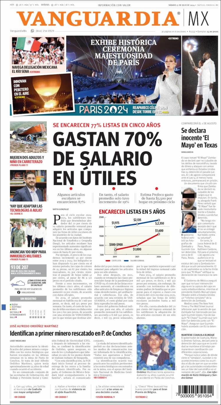 Portada de Vanguardia (México)