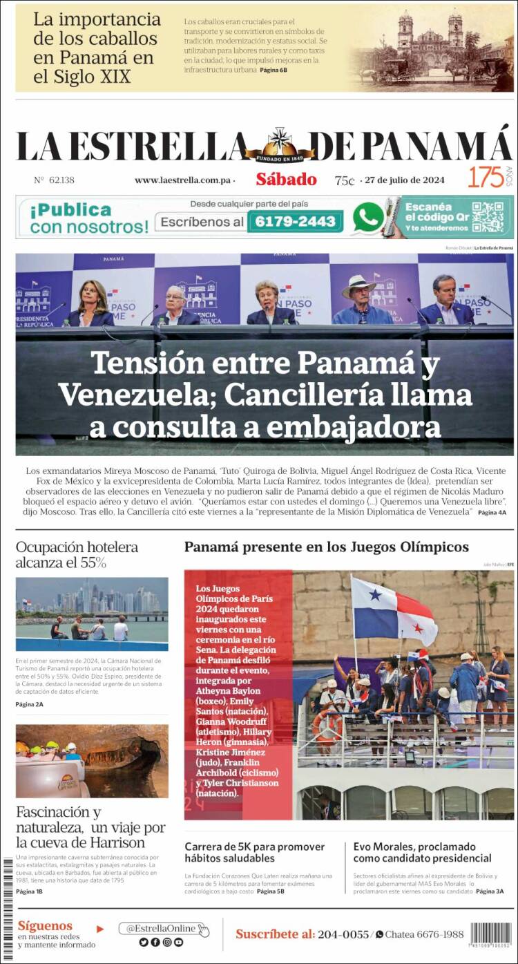 Portada de La Estrella de Panamá (Panam&aacute;)