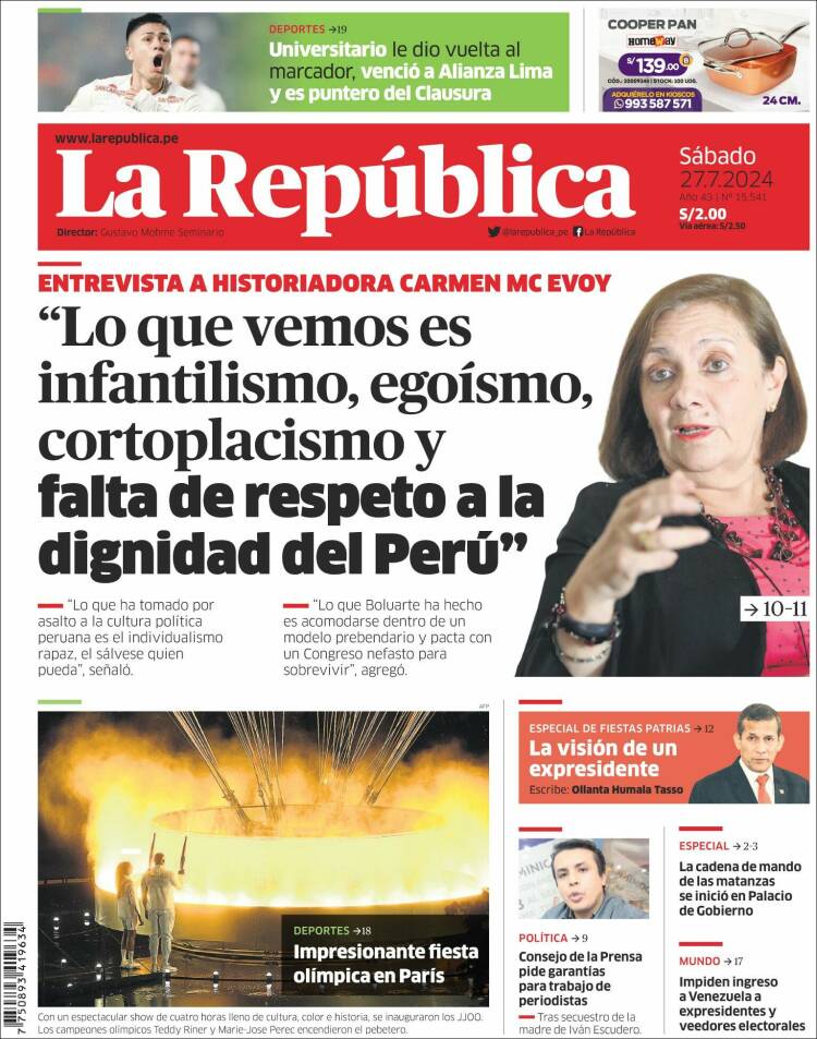 Portada de La Republica (Per&uacute;)
