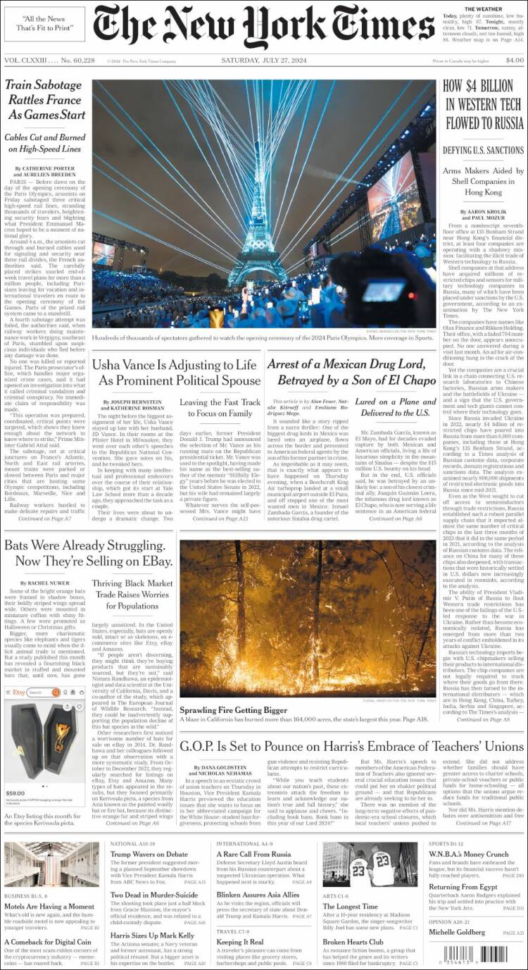 Portada de New York Times (USA)