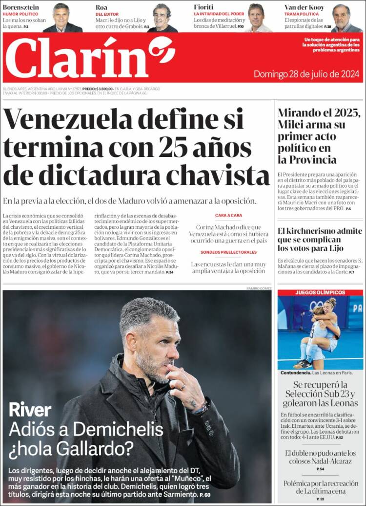 Portada de Clarín (Argentina)
