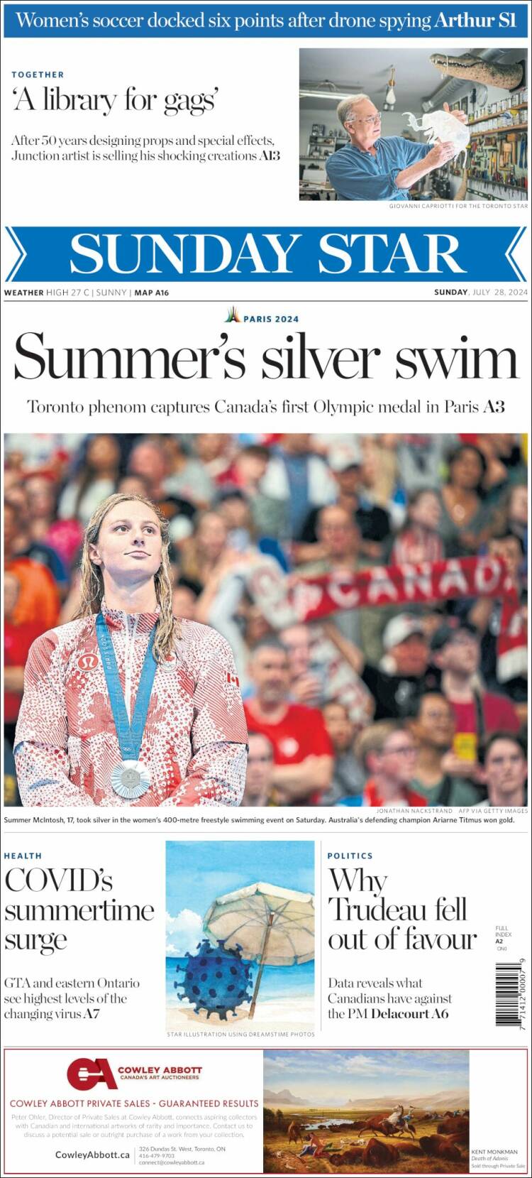 Portada de The Toronto Star (Canadá)