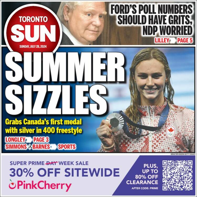 Portada de The Toronto Sun (Canadá)