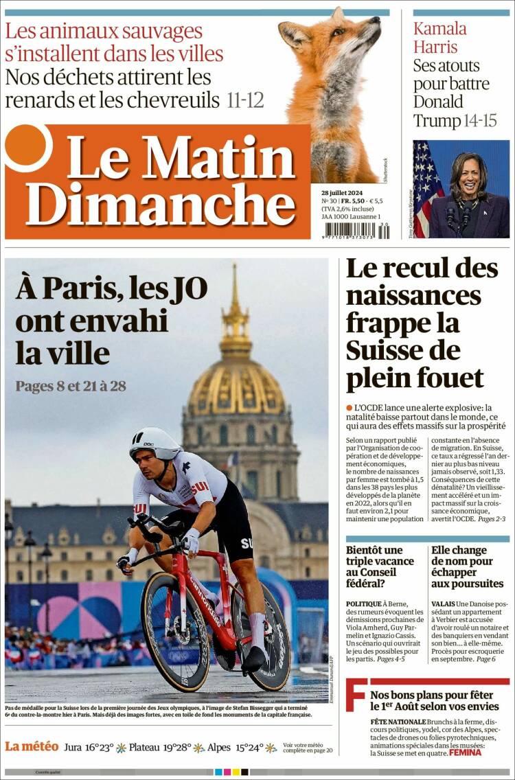 Portada de Le Matin (Suiza)