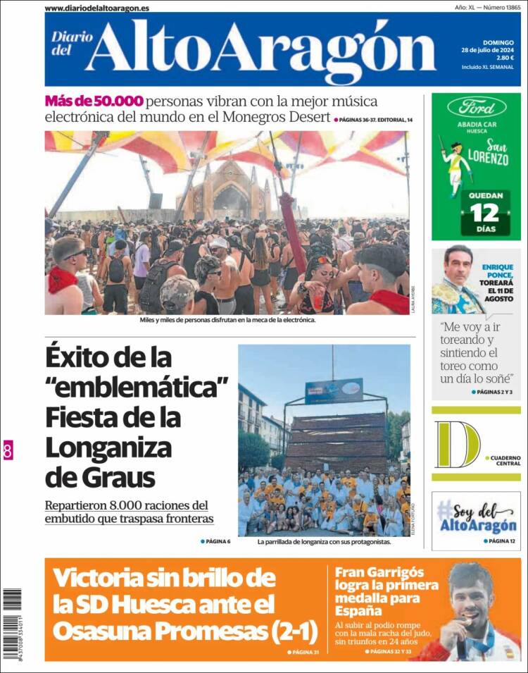 Portada de Diario del AltoAragón (España)