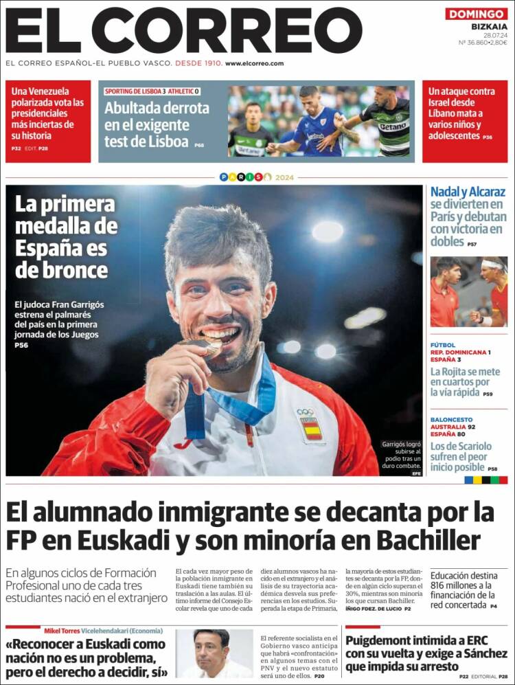 Portada de El Correo (España)