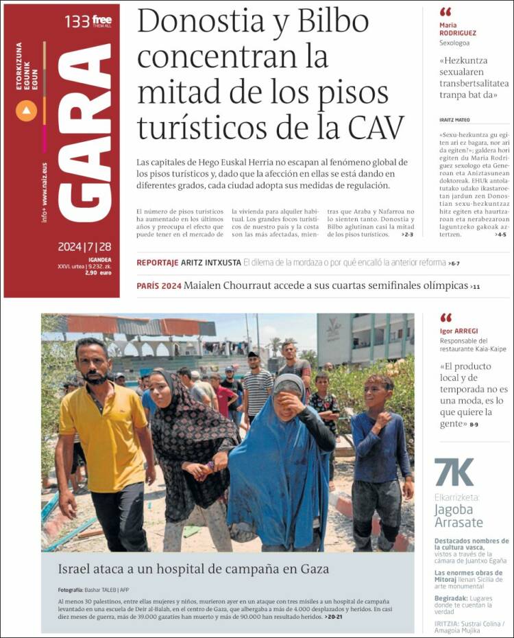 Portada de Gara (España)