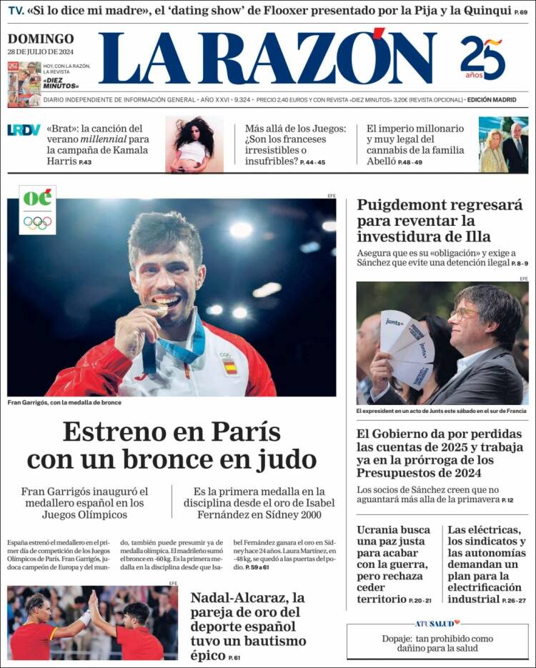 Portada de La Razón (España)