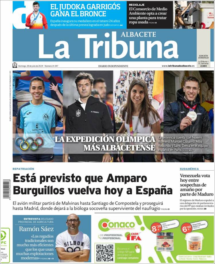 Portada de La Tribuna de Albacete (España)