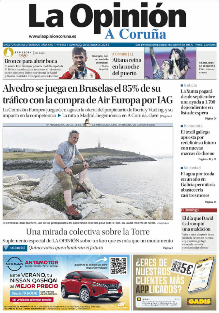 Portada de La Opinión de A Coruña (España)