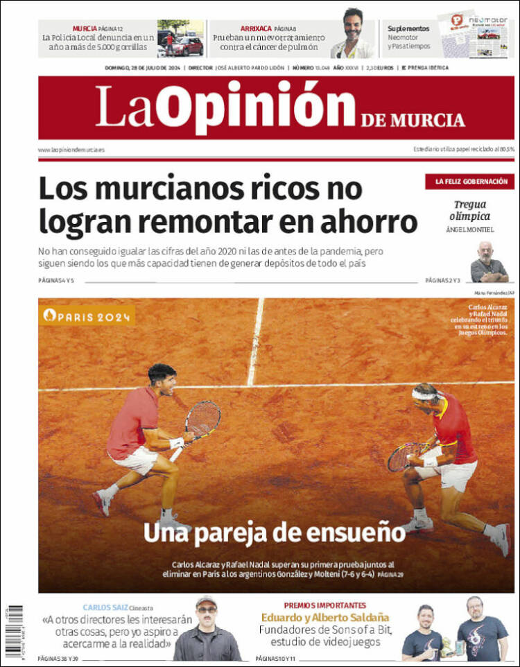 Portada de La Opinión de Murcia (España)