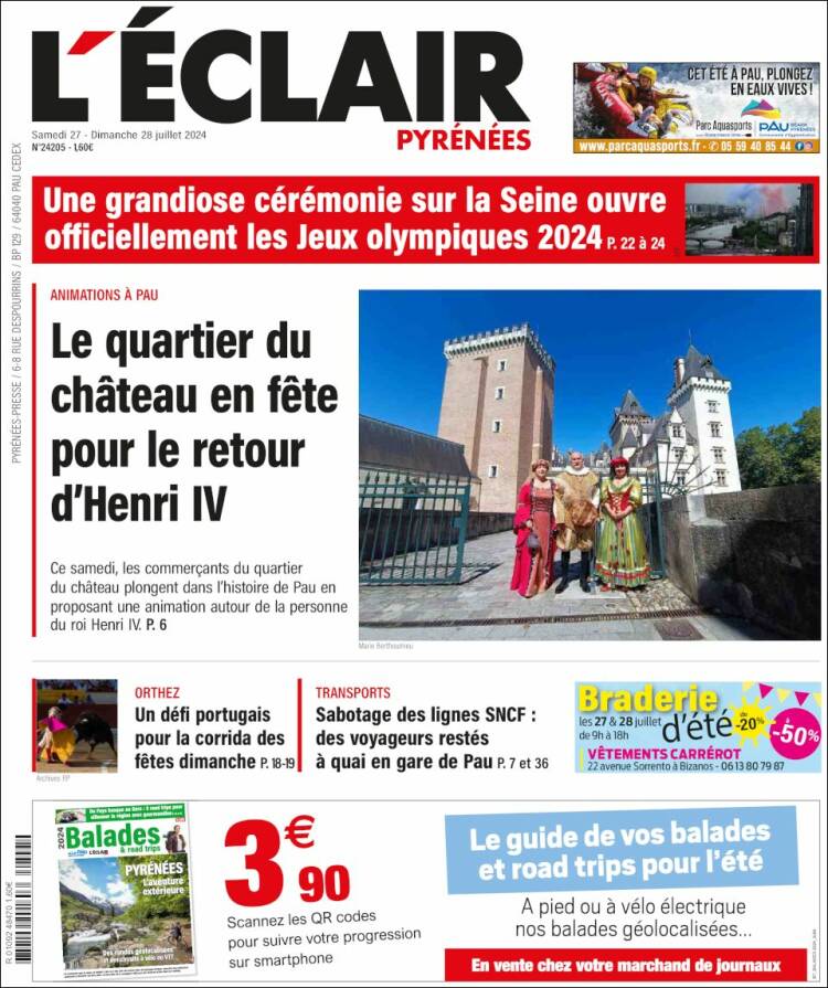 Portada de L'Eclair des Pyrénées (Francia)