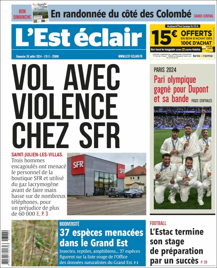 Portada de L'Est Eclair (Francia)