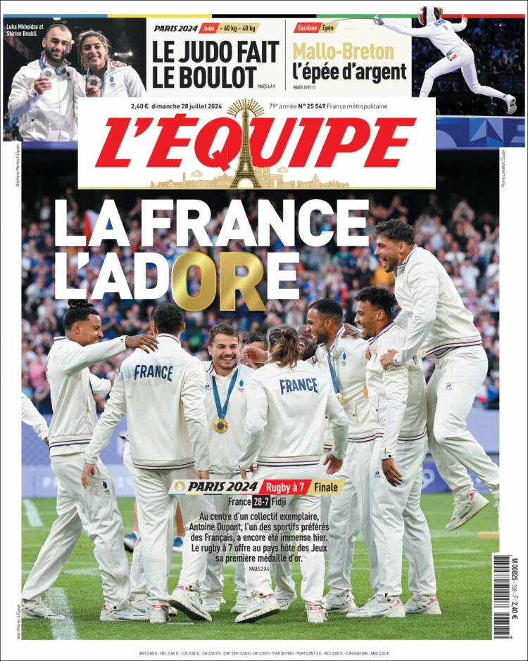 Portada de L'Equipe (Francia)