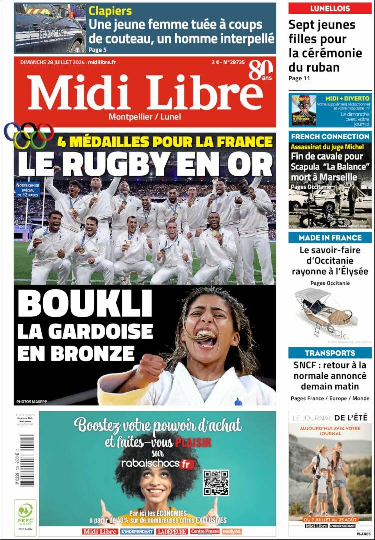 Portada de Midi Libre (Francia)
