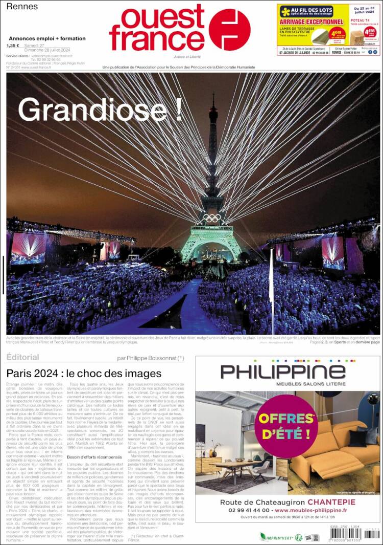 Portada de Ouest France (Francia)