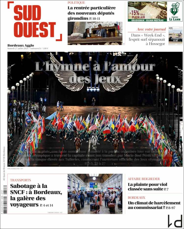 Portada de Sud Ouest (Francia)