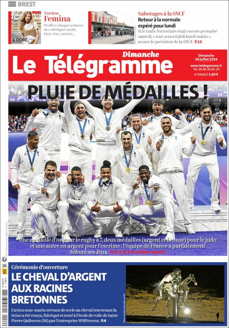 Portada de Télégramme (Francia)