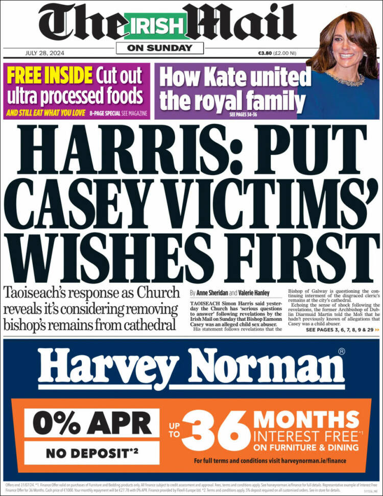 Portada de Irish Daily Mail (Irlanda)