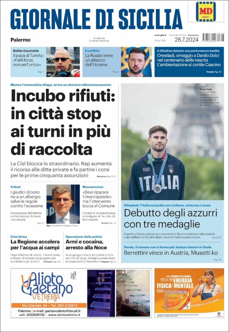 Portada de Giornale di Sicilia (Italia)