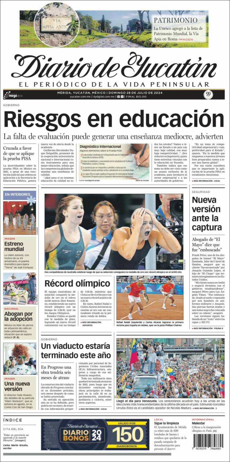 Portada de Diario de Yucatán (M&eacute;xico)