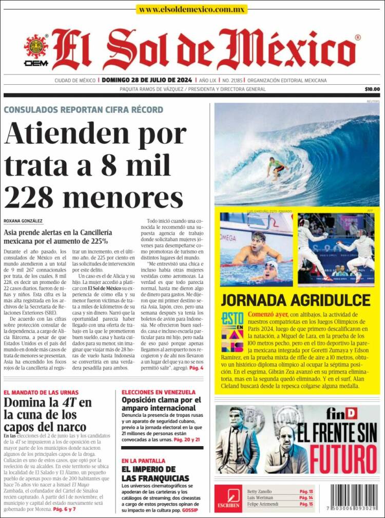 Portada de El Sol de México (M&eacute;xico)