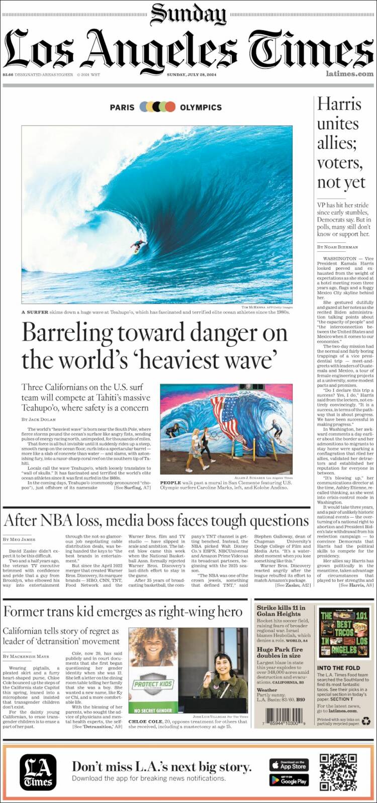 Portada de Los Angeles Times (USA)