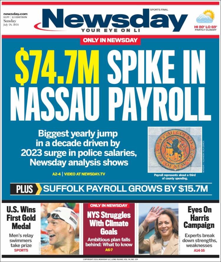 Portada de Newsday (USA)