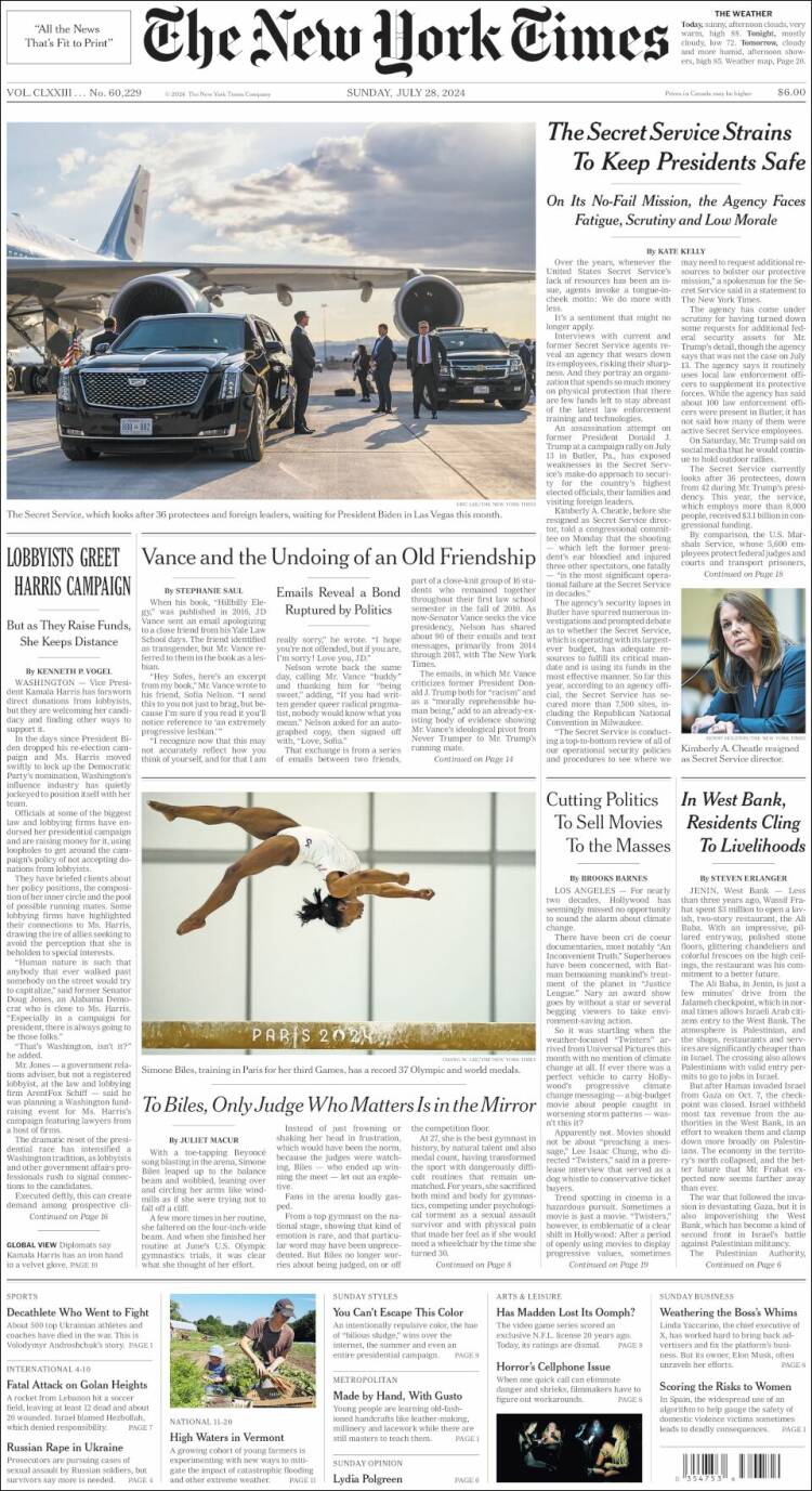 Portada de New York Times (USA)