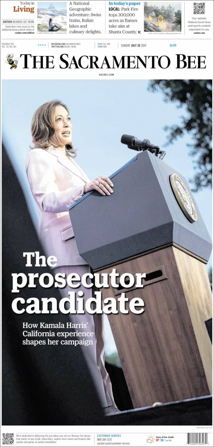 Portada de The Sacramento Bee (USA)