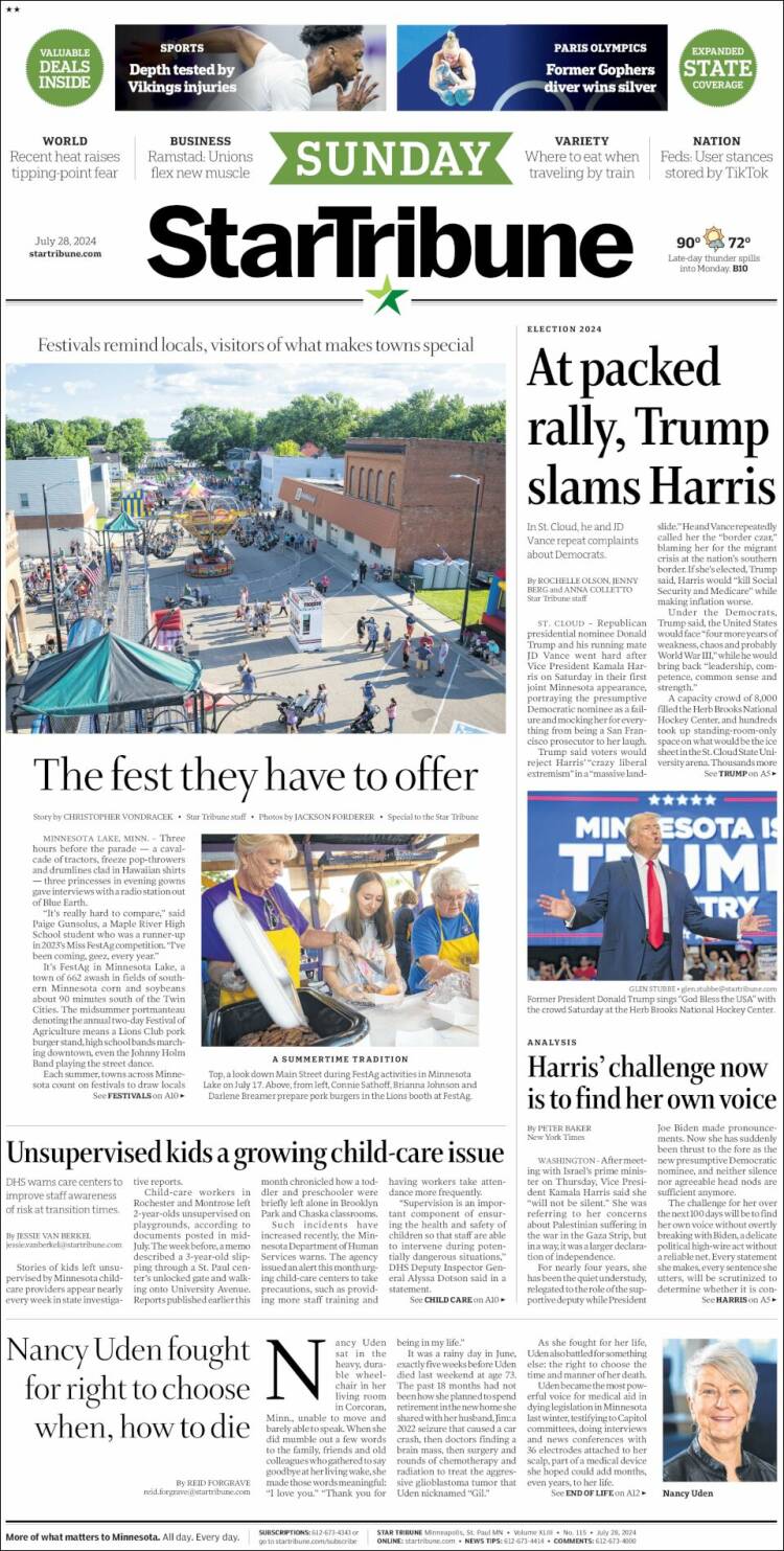Portada de Star Tribune (USA)