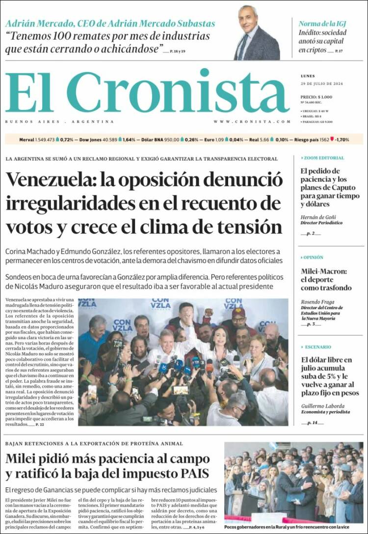 Portada de El Cronista Comercial (Argentina)