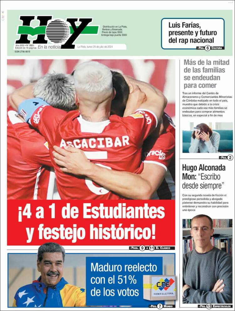 Portada de Diario Hoy (Argentina)