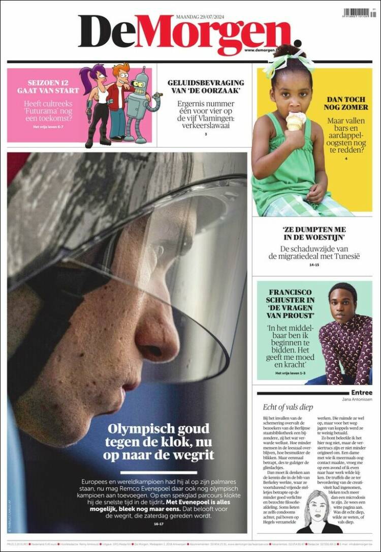 Portada de De Morgen (B&eacute;lgica)