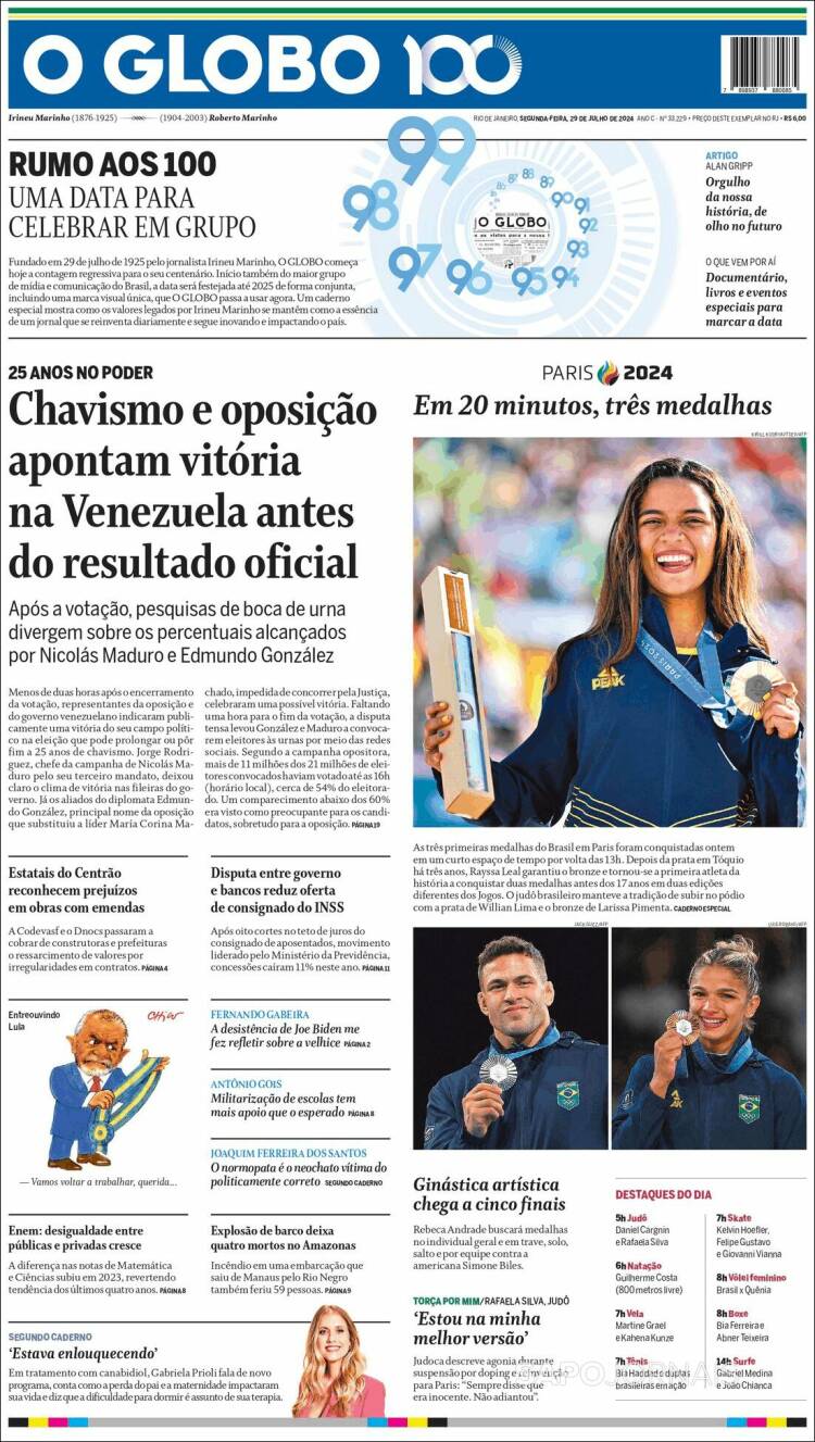Portada de O Globo (Brasil)