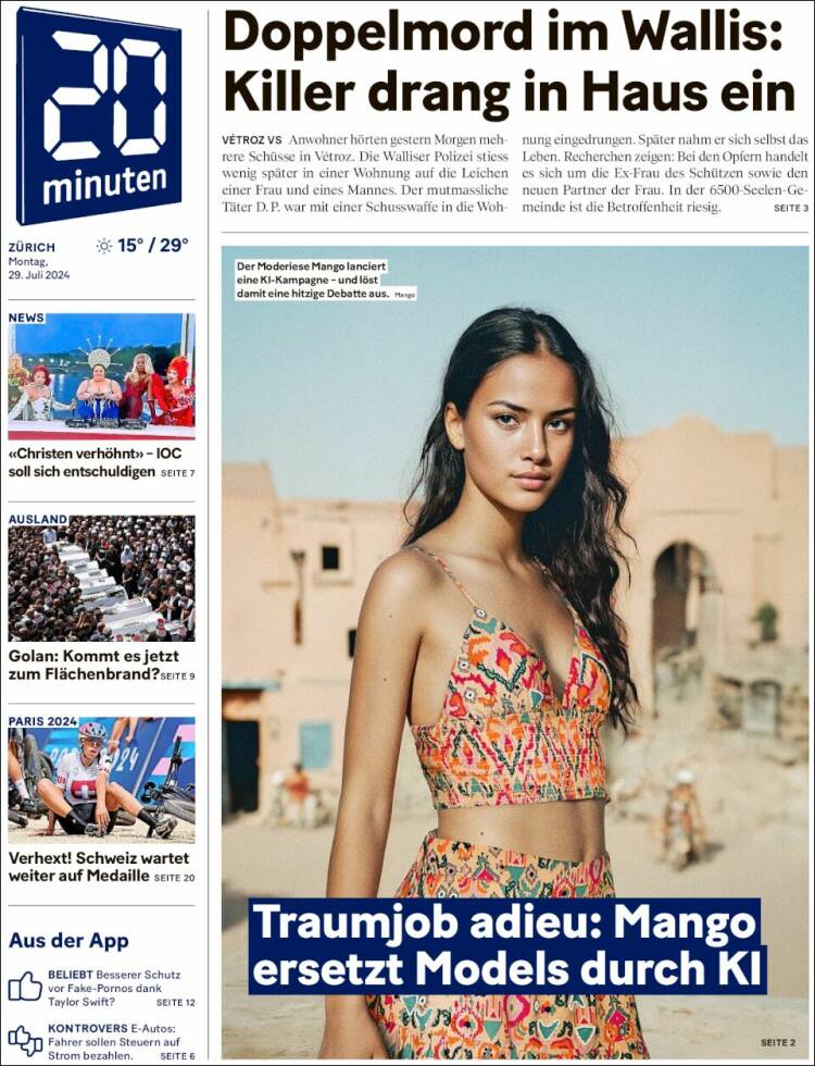Portada de 20Minuten - Zürich (Suiza)