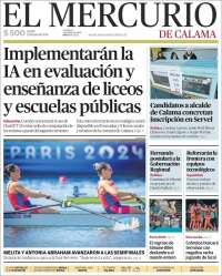 Portada de El Mercurio - Calama (Chile)